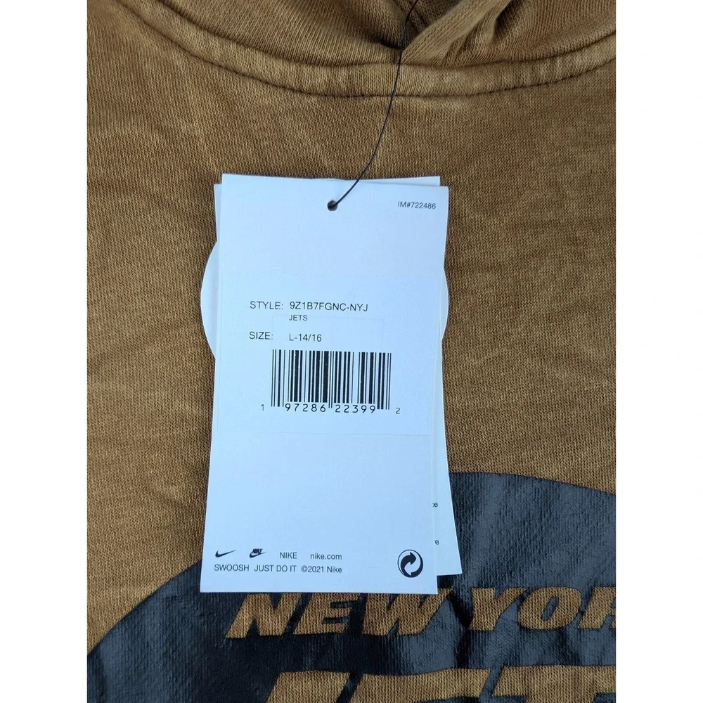 New‎ York Jets Salute to Service Nike Hoodie Youth Large Brown NFL NWT